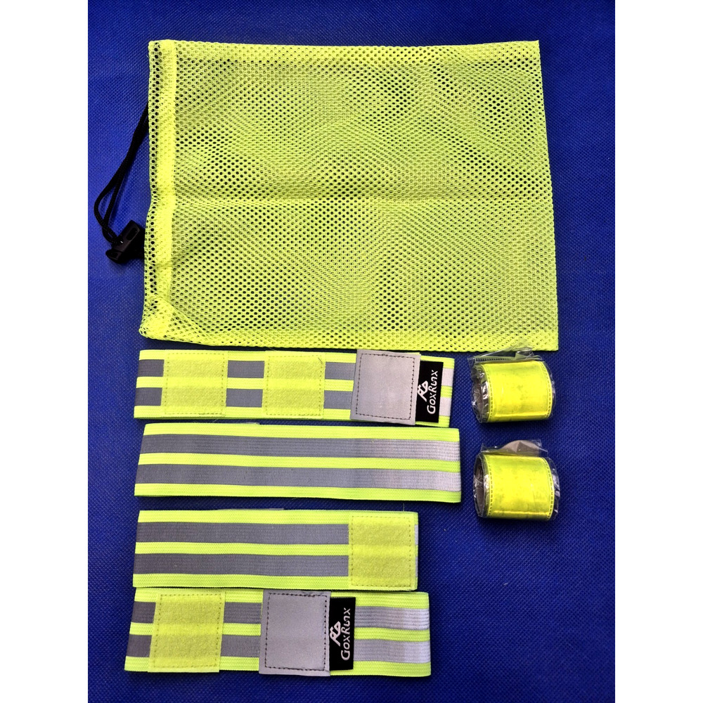 Go Run 6-Pack Green Reflective Bands 3 Sizes Drawstring Bag NEW